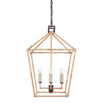 Tan Color Natural Rattan Denison Rectangular Lantern