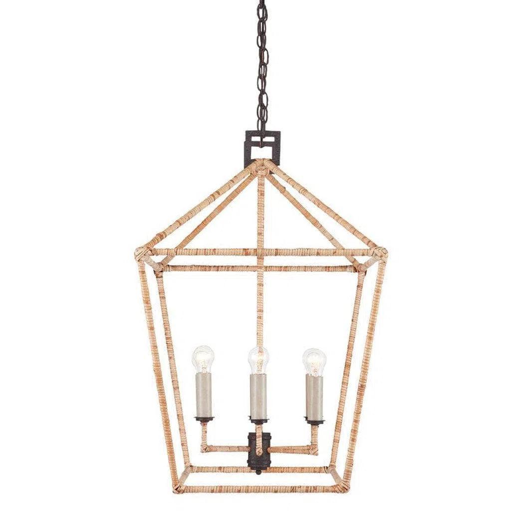 Tan Color Natural Rattan Denison Rectangular Lantern