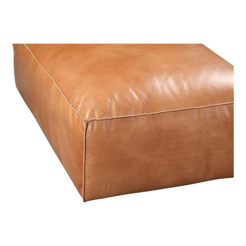 Tan Leather Ottoman in Light Brown Scandinavian Style Sectionals LOOMLAN By Moe's Home
