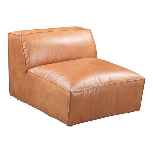 Tan Leather Slipper Chair in Light Brown Scandinavian Modular Components LOOMLAN By Moe's Home