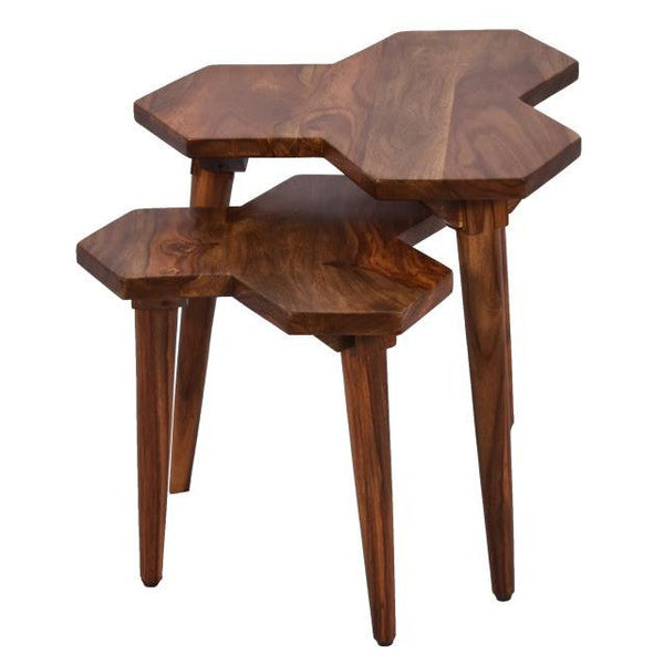 Tananger Geometric Wood Table Set-Side Tables-LOOMLAN-LOOMLAN