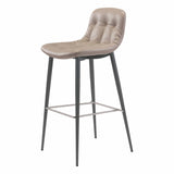 Tangiers Bar Chair (Set of 2) Taupe Bar Stools LOOMLAN By Zuo Modern