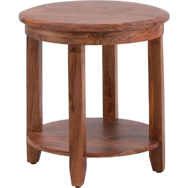 Geri Reddish Brown Wood Round Side Table - LOOMLAN - LOOMLAN - Side Tables