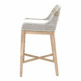 Tapestry Barstool Taupe & White Rope and Wood Frame Bar Stools LOOMLAN By Essentials For Living