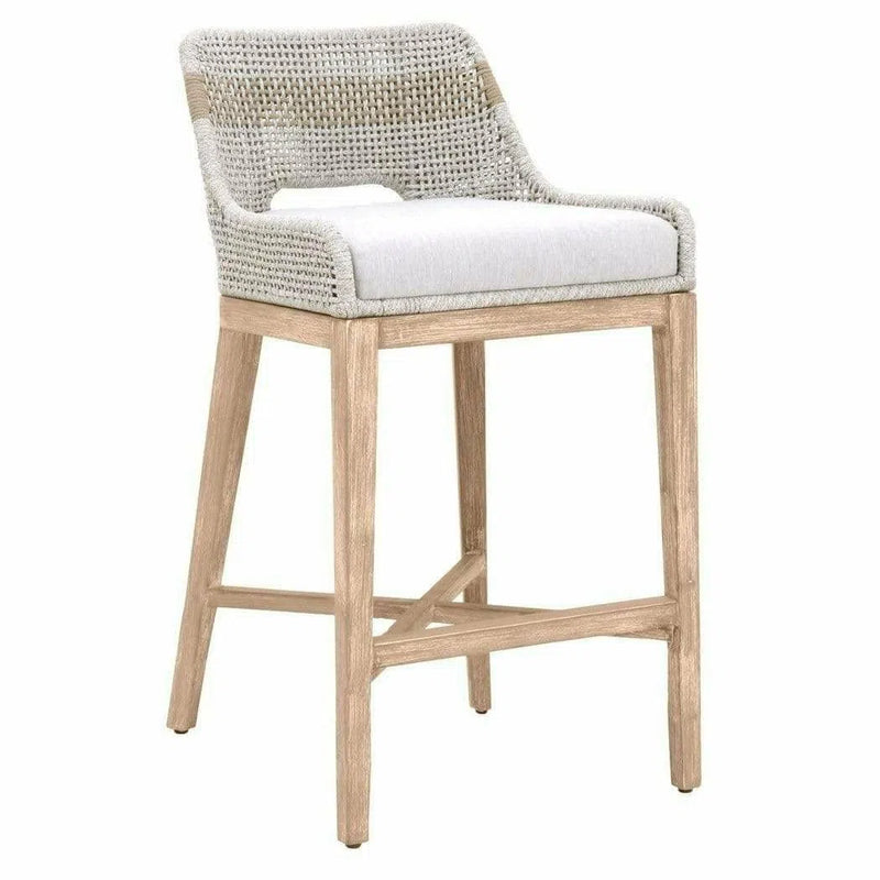 Tapestry Barstool Taupe & White Rope and Wood Frame Bar Stools LOOMLAN By Essentials For Living