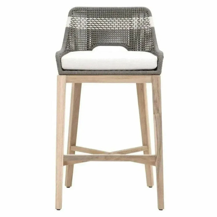 Tapestry Outdoor Barstool Flat Rope Sustainable Teak-Outdoor Bar Stools-Essentials For Living-LOOMLAN