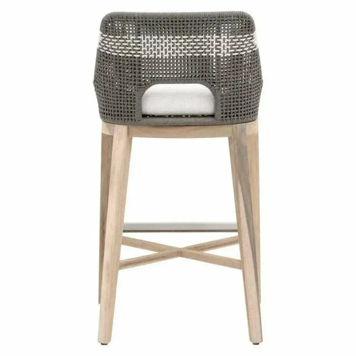 Tapestry Outdoor Barstool Flat Rope Sustainable Teak-Outdoor Bar Stools-Essentials For Living-LOOMLAN