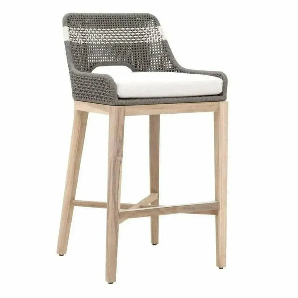 Tapestry Outdoor Barstool Flat Rope Sustainable Teak-Outdoor Bar Stools-Essentials For Living-LOOMLAN