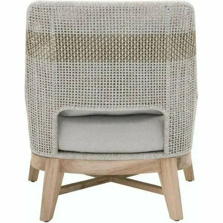 Tapestry Outdoor Club Chair Taupe & White Rope and Teak-Outdoor Lounge Chairs-Essentials For Living-LOOMLAN