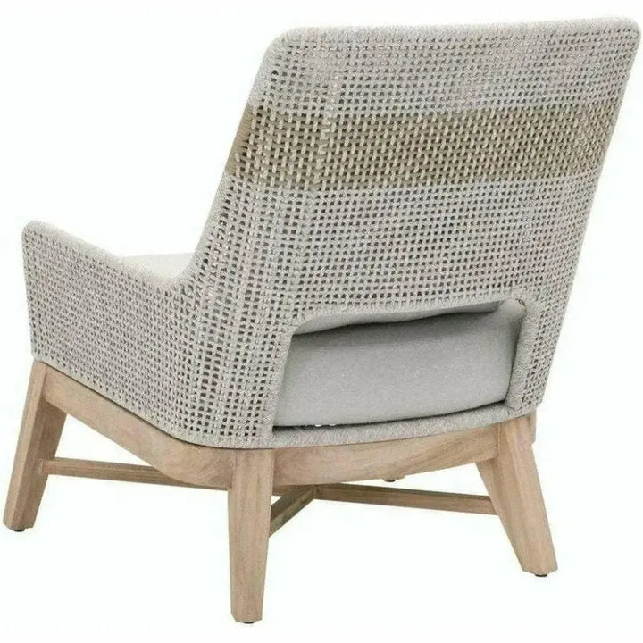 Tapestry Outdoor Club Chair Taupe & White Rope and Teak-Outdoor Lounge Chairs-Essentials For Living-LOOMLAN