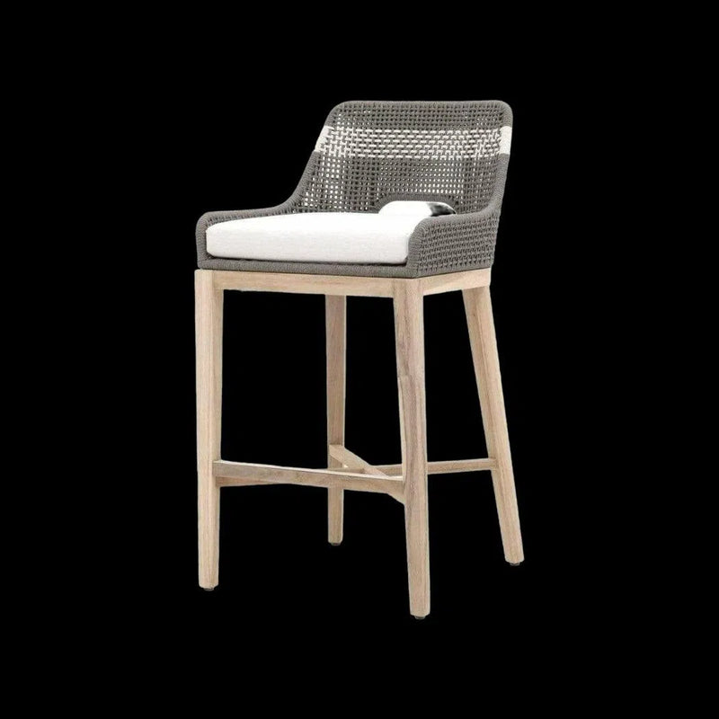 Tapestry Outdoor Barstool Dove Flat Rope Sustainable Teak Outdoor Bar Stools LOOMLAN By Essentials For Living