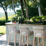 Tapestry Outdoor Barstool Taupe & White Rope and Teak Outdoor Bar Stools LOOMLAN By Essentials For Living