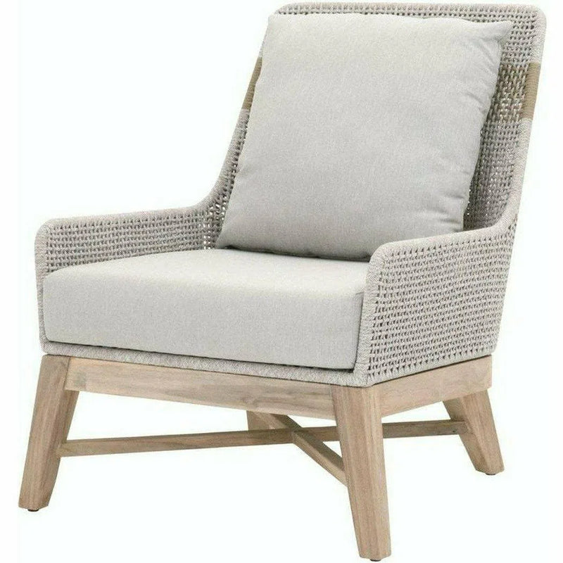 Tapestry Outdoor Club Chair Taupe & White Rope and Teak Outdoor Lounge Chairs LOOMLAN By Essentials For Living