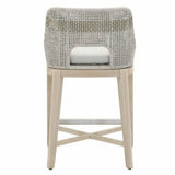 Tapestry Outdoor Counter Stool Taupe & White Rope and Teak Outdoor Counter Stools LOOMLAN By Essentials For Living