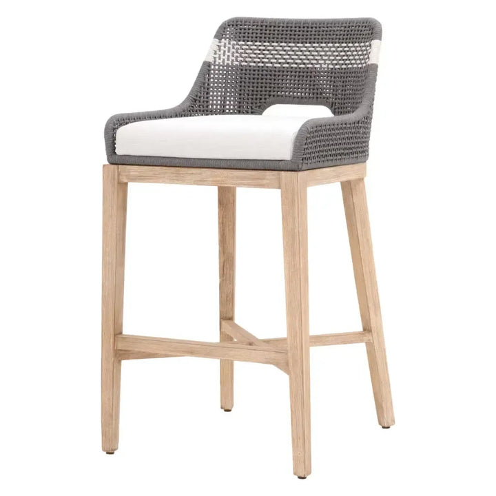 Tapestry Wood Frame Dove Rope Barstool - LOOMLAN - Essentials For Living - Bar Stools