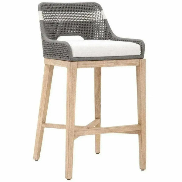 Tapestry Wood Frame Dove Rope Barstool - LOOMLAN - Essentials For Living - Bar Stools