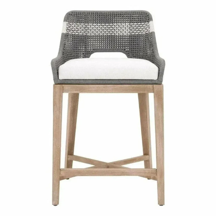 Tapestry Wood Frame Dove Rope Counter Stool - LOOMLAN - Essentials For Living - Counter Stools