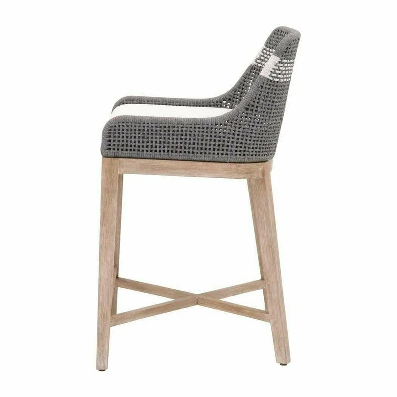 Tapestry Wood Frame Dove Rope Counter Stool Counter Stools LOOMLAN By Essentials For Living
