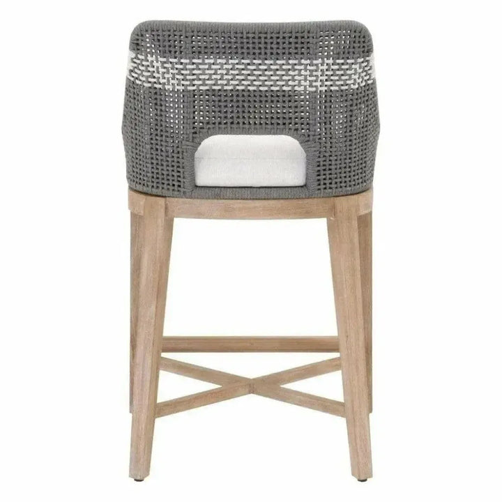 Tapestry Wood Frame Dove Rope Counter Stool - LOOMLAN - Essentials For Living - Counter Stools
