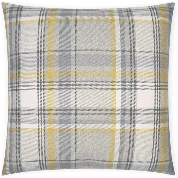 Tartan Plaid Check Yellow Grey Large Throw Pillow - LOOMLAN - D.V. Kap - Throw Pillows