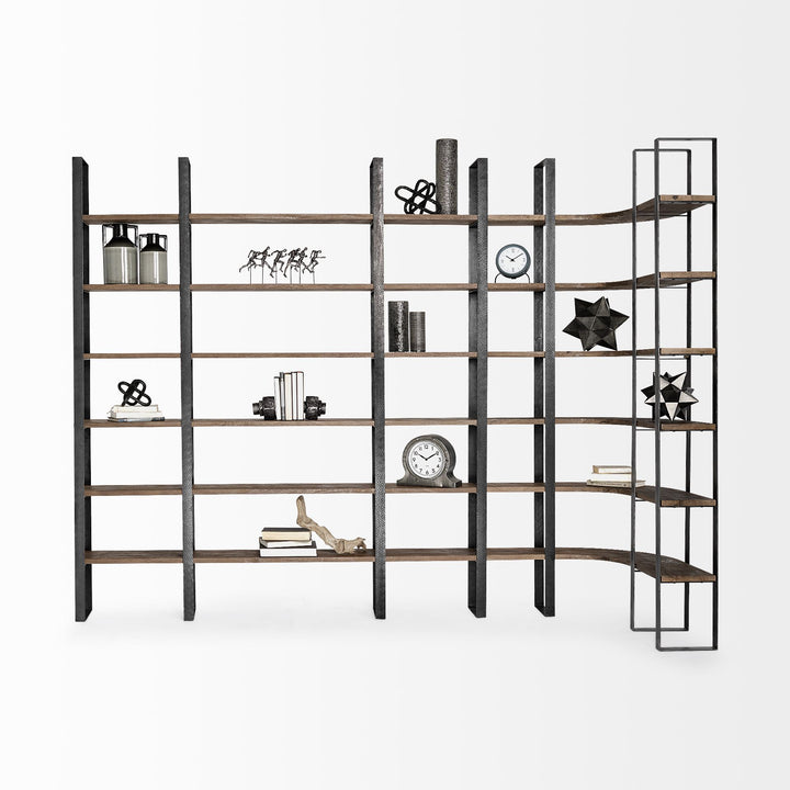 Taunton Black Iron Six Shelving Unit-Etageres-Mercana-LOOMLAN