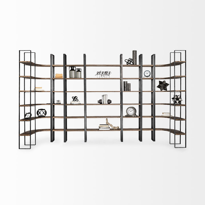 Taunton Black Iron Six Shelving Unit-Etageres-Mercana-LOOMLAN