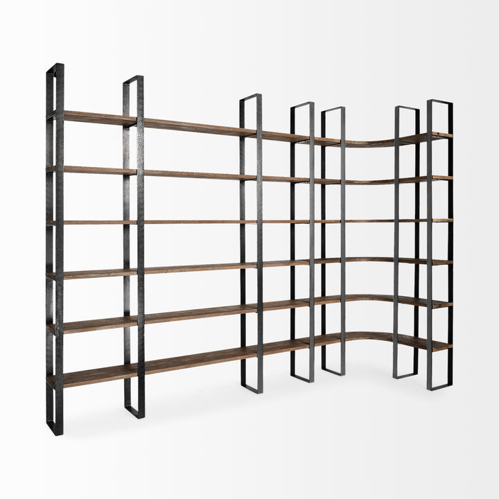 Taunton Black Iron Six Shelving Unit-Etageres-Mercana-LOOMLAN