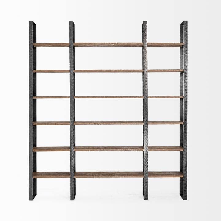 Taunton Black Iron Six Shelving Unit-Etageres-Mercana-LOOMLAN