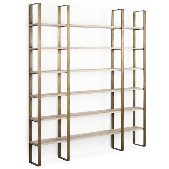 Taunton Black Iron Six Shelving Unit-Etageres-Mercana-Brown-LOOMLAN