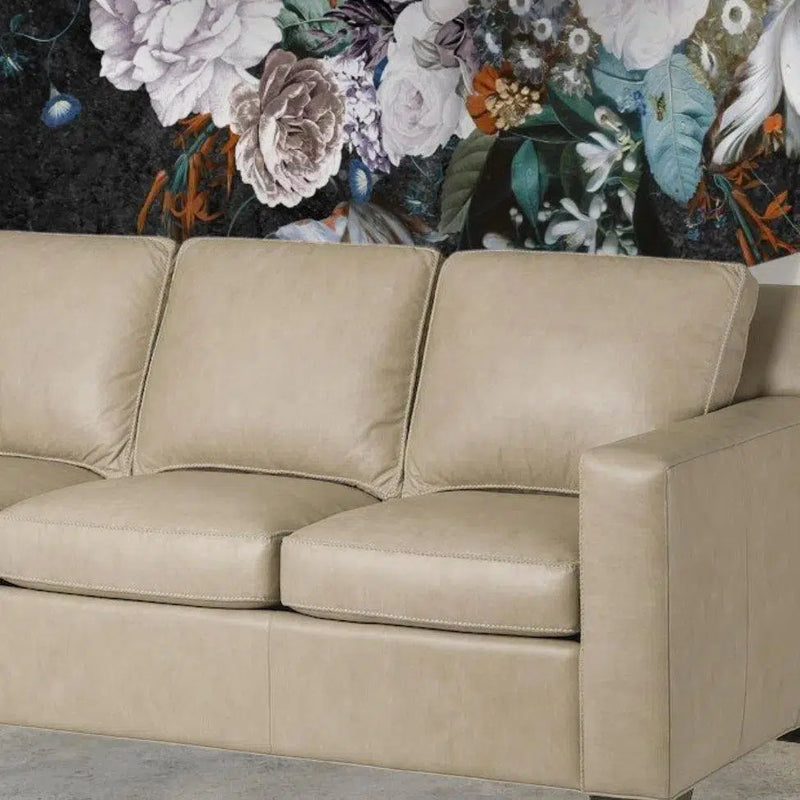 Alabama High Back Taupe Leather Sofa Made In the USA Sofas & Loveseats LOOMLAN By Uptown Sebastian