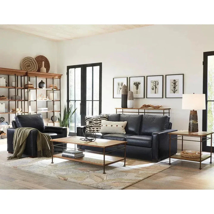 Taupe Leather Sofa Made In the USA - LOOMLAN - Uptown Sebastian - Sofas & Loveseats