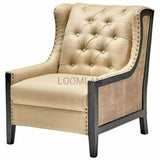 Taupe Tufted Armchair Wingback Style Nail Head Trim Club Chairs LOOMLAN By LOOMLAN