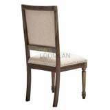 Taupe Upholstered Dining Chair Set of 2 Nail Head Trim Dining Chairs LOOMLAN By LOOMLAN