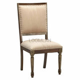 Taupe Upholstered Dining Chair Set of 2 Nail Head Trim Dining Chairs LOOMLAN By LOOMLAN