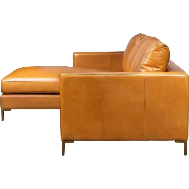 Taylor Leather Ambassador Camel Sectional - LOOMLAN - Olivia + Quinn - Sectionals