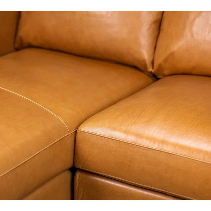 Taylor Leather Ambassador Camel Sectional - LOOMLAN - Olivia + Quinn - Sectionals