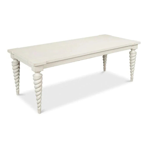 Teagan Dining Table Antique White-Dining Tables-Sarreid-LOOMLAN