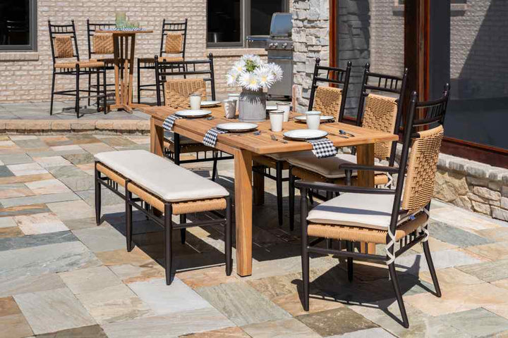 Teak Butterfly Leaf Umbrella Outdoor Dining Table-Outdoor Dining Tables-Lloyd Flanders-LOOMLAN