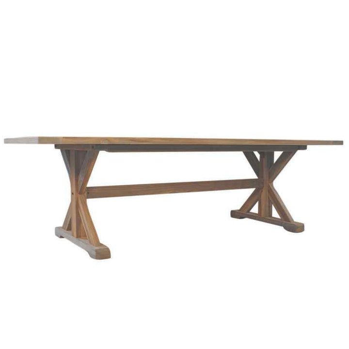 Get Teak 99" Rectangular Trestle Base Dining Table by at LOOMLAN
