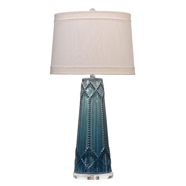 Teal Ceramic Hobnail Table Lamp Table Lamps LOOMLAN By Jamie Young
