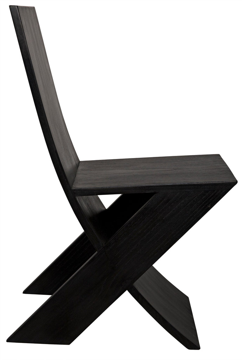 Tech Wood Black Armless Chair-Club Chairs-Noir-LOOMLAN