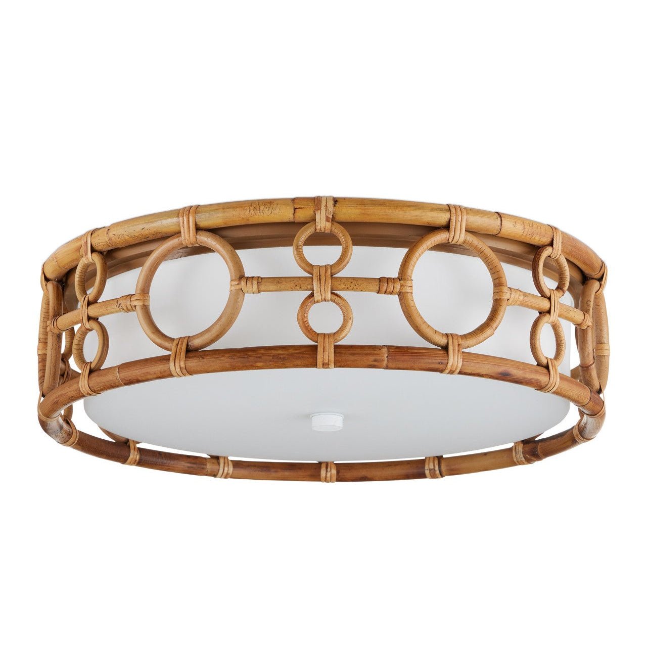 Natural Rattan Flush Mount Ceiling Light | LOOMLAN