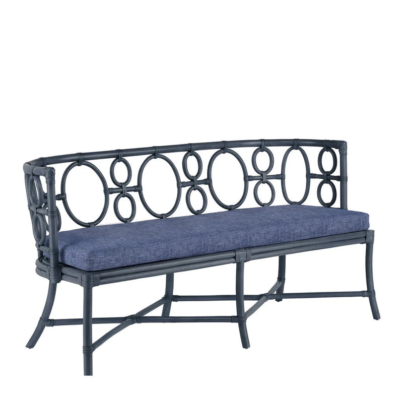 Tegal Polyester Upholstered Navy Bench