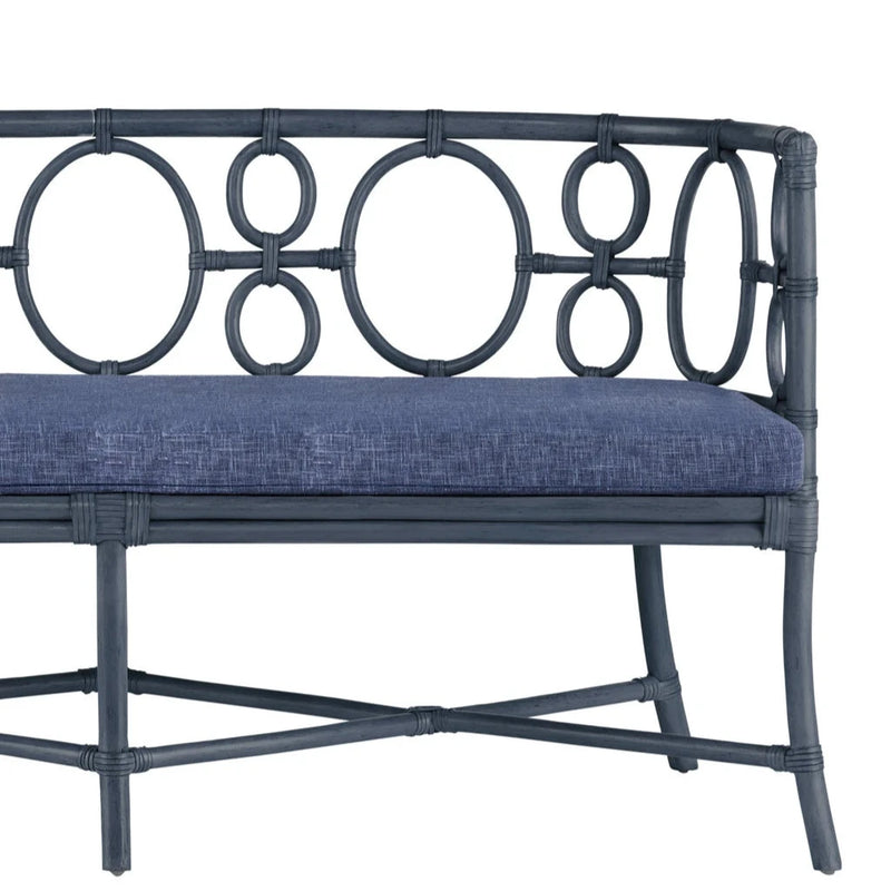 Tegal Polyester Upholstered Navy Bench