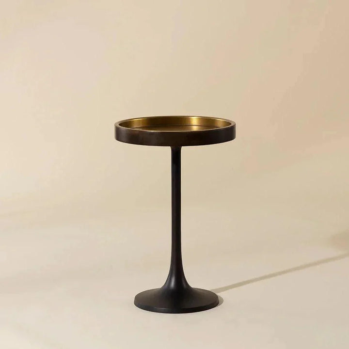 Tekoa End Table: Antique Brass & Wood Finish - LOOMLAN - SUNPAN - Side Tables