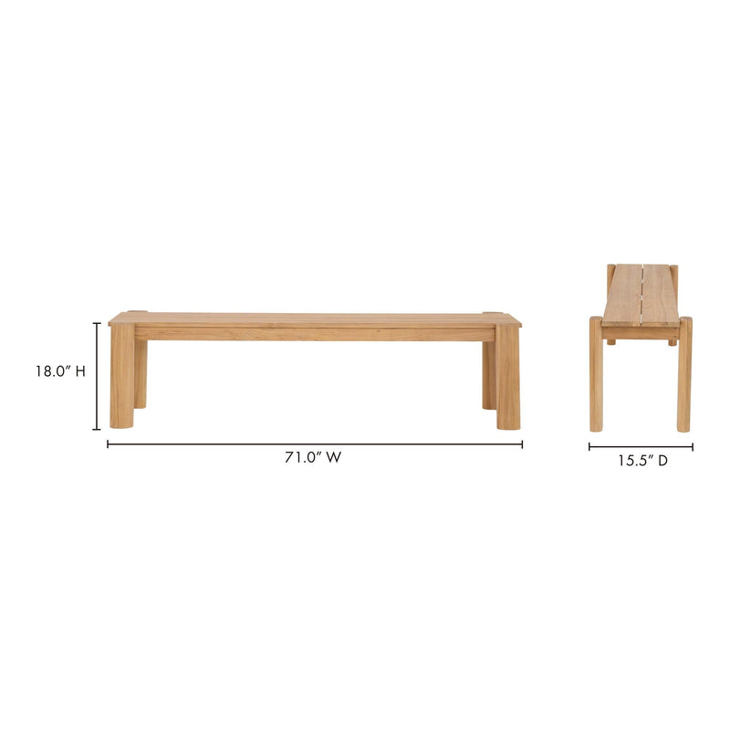 Tempo Outdoor Teak Wood Dining Bench Dining Benches LOOMLAN By Moe's Home