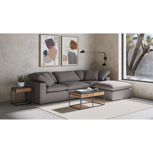 Terra Condo Grey Stain Resistant Performance Modular Ottoman Modular Components LOOMLAN By Moe's Home