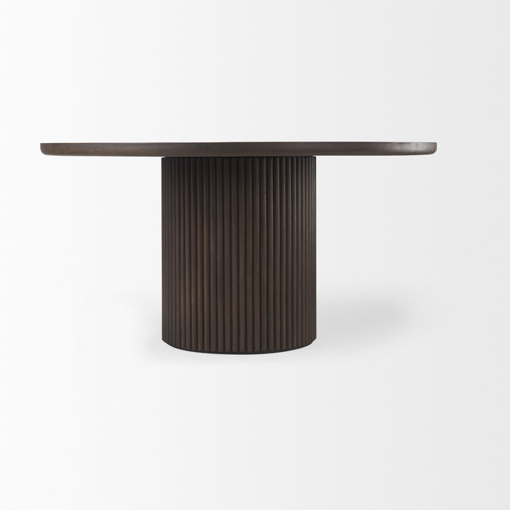 Terra Wood Fluted Round Dining Table-Dining Tables-Mercana-LOOMLAN
