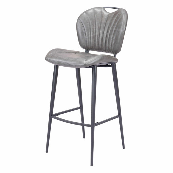 Terrence Bar Chair Vintage Gray Bar Stools LOOMLAN By Zuo Modern