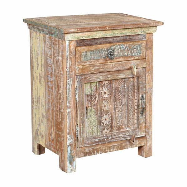 Terri 24 inches White Carved Nightstand (Left) Nightstands LOOMLAN By LOOMLAN
